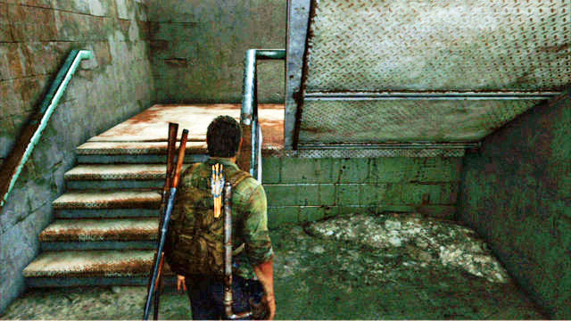 As soon as the bandits walk away, continue to the left until you reach a small staircase - Financial District | Pittsburgh | The Last of Us Walkthrough - Pittsburgh - The Last of Us Guide
