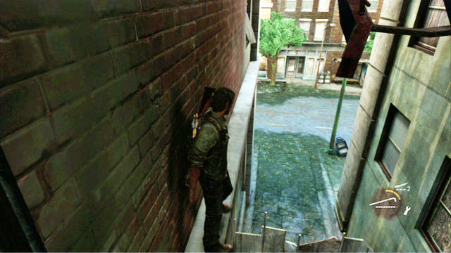 Leave the flat through the window and walk over the ledge a bit further - Financial District | Pittsburgh | The Last of Us Walkthrough - Pittsburgh - The Last of Us Guide