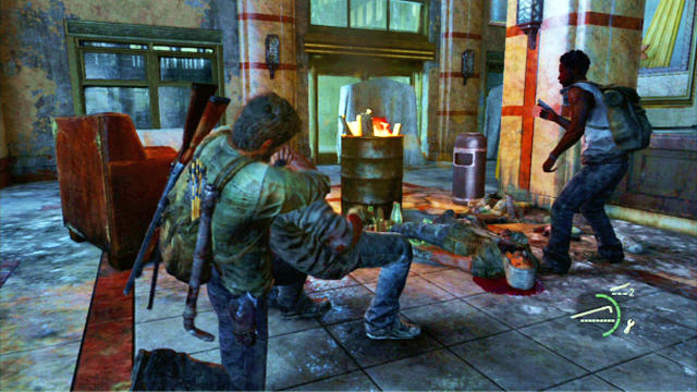 After the cutscene is over, go ahead until you encounter two enemies - Escape the City | Pittsburgh | The Last of Us Walkthrough - Pittsburgh - The Last of Us Guide