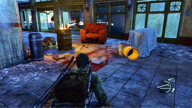 You can now start to make some noise and tip over the bottles and buckets on the ground - Escape the City | Pittsburgh | The Last of Us Walkthrough - Pittsburgh - The Last of Us Guide