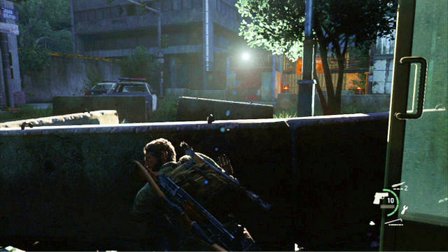 As soon as you perform the last execution, leave the building and sneak over to the outpost with the spotlight - Escape the City | Pittsburgh | The Last of Us Walkthrough - Pittsburgh - The Last of Us Guide