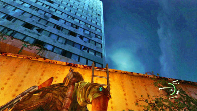 You can now approach the broken ladder hanging down from the truck and give the others a boost - Escape the City | Pittsburgh | The Last of Us Walkthrough - Pittsburgh - The Last of Us Guide