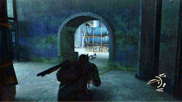 Once you reach the end, take cover and use the bow to take down the zombie approaching from the right - Sewers | The Suburbs | The Last of Us Walkthrough - The Suburbs - The Last of Us Guide