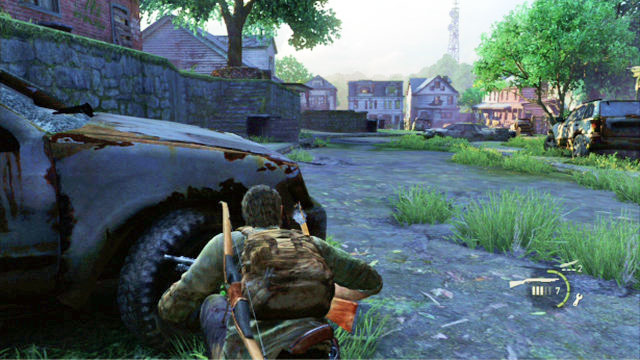 As soon as you walk out into the street again, you will be attacked by a mad sniper hidden at the other end of the location - Suburbs | The Suburbs | The Last of Us Walkthrough - The Suburbs - The Last of Us Guide