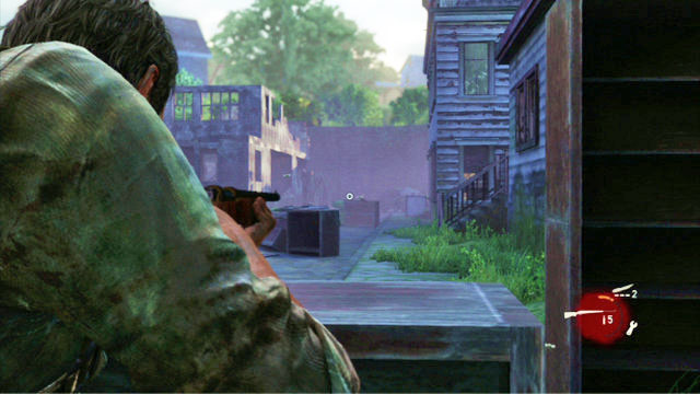 Turn left at the end and eliminate the enemies there - Suburbs | The Suburbs | The Last of Us Walkthrough - The Suburbs - The Last of Us Guide