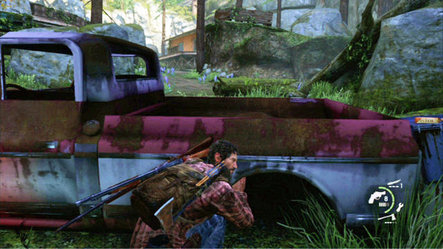 Quickly, eliminate the first two of the assailants and wait in hiding for a moment - Ranch House | Tommys Dam | The Last of Us Walkthrough - Tommys Dam - The Last of Us Guide