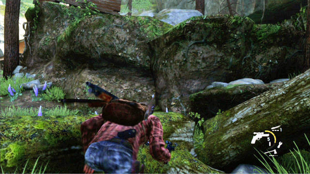 To kill the next enemy, climb silently onto the rocks to the right - Ranch House | Tommys Dam | The Last of Us Walkthrough - Tommys Dam - The Last of Us Guide