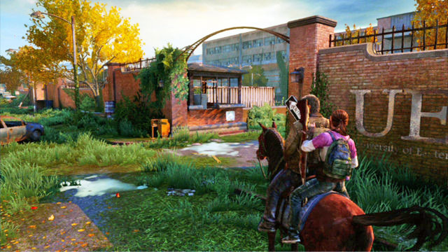After this chapter starts, keep going ahead along the only available path - Go Big Horns! | The University | The Last of Us Walkthrough - The University - The Last of Us Guide