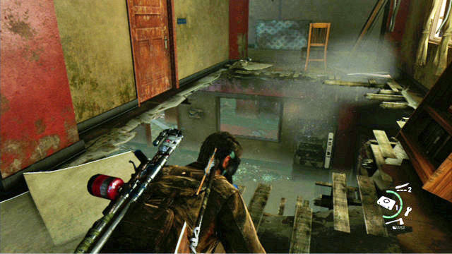 Climb up to the higher floor of the building and search it thoroughly - Go Big Horns! | The University | The Last of Us Walkthrough - The University - The Last of Us Guide