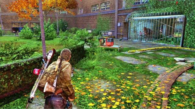 Once you escape from the mutants, climb up the stairs and leave the building - Go Big Horns! | The University | The Last of Us Walkthrough - The University - The Last of Us Guide