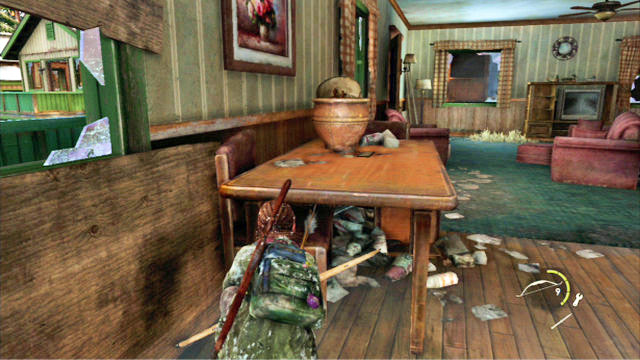 Hide at the wall to the left and wait near the hole for the first one of the bandits to appear - The Hunt | Lakeside Resort | The Last of Us Walkthrough - Lakeside Resort - The Last of Us Guide