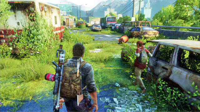 When you start, keep going ahead while searching the car wrecks thoroughly - Highway Exit | Bus Depot | The Last of Us Walkthrough - Bus Depot - The Last of Us Guide