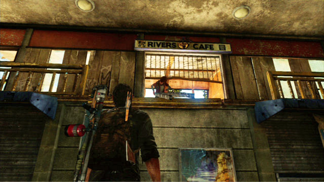 As you look at it, you need to press the triangle three times before Ellie climbs up and pushes it down - Highway Exit | Bus Depot | The Last of Us Walkthrough - Bus Depot - The Last of Us Guide