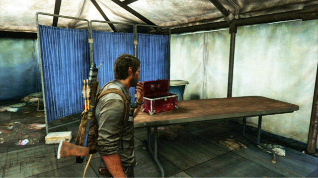 You will find numerous tents there, which you should search through - Highway Exit | Bus Depot | The Last of Us Walkthrough - Bus Depot - The Last of Us Guide