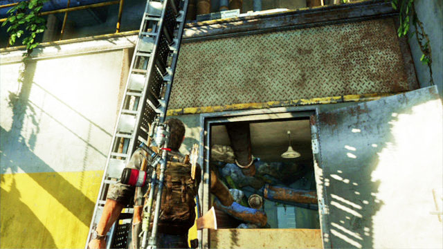 The girl will then slide down the ladder, which you need to climb - Underground Tunnel (text & map) | Bus Depot | The Last of Us Walkthrough - Bus Depot - The Last of Us Guide