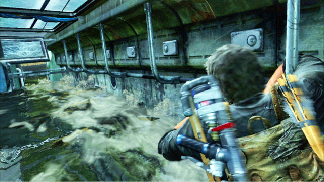 You will then have to grab onto barriers to the right to get to the exit (triangle) - Underground Tunnel (text & map) | Bus Depot | The Last of Us Walkthrough - Bus Depot - The Last of Us Guide