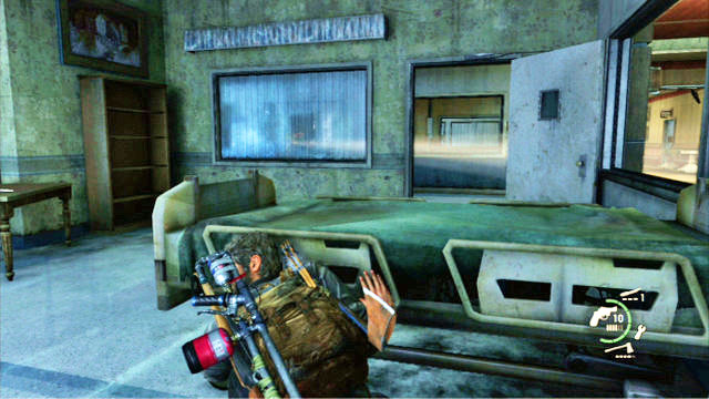 Once you take several steps, you will have to walk out into the corridor through the widow to the right - The Hospital (text & map) | The Firefly Lab | The Last of Us Walkthrough - The Firefly Lab - The Last of Us Guide