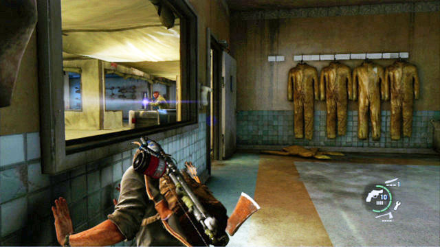 Walk from the corridor to the room opposite and leave it through the window on the right - The Hospital (text & map) | The Firefly Lab | The Last of Us Walkthrough - The Firefly Lab - The Last of Us Guide