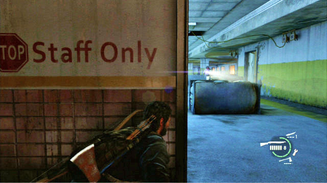 To avoid getting into fight, sneak through, as far away from the beam of the soldiers flashlight , and keep to the right side of the location then - The Hospital (text & map) | The Firefly Lab | The Last of Us Walkthrough - The Firefly Lab - The Last of Us Guide