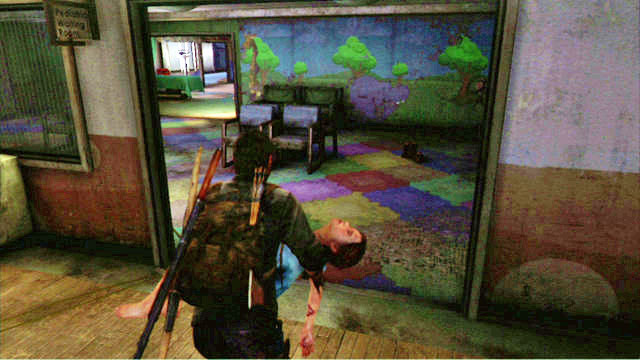 You now need to run, while carrying the girl, ahead, and avoid the soldiers that you get past - The Hospital (text & map) | The Firefly Lab | The Last of Us Walkthrough - The Firefly Lab - The Last of Us Guide