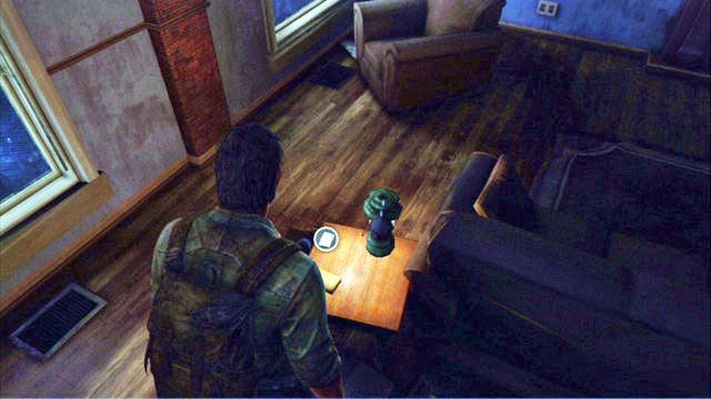 Right after you start your travel with Tess and Ellie, turn back and approach the table with the lamp on it - The Outskirts | Artifacts and pendants in The Last of Us - Artifacts and pendants - The Last of Us Guide