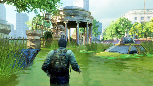 Überqueren Sie den See, um das Bauwerk mit Säulen zu erreichen – The Last of Us: The Outskirts, Artefakte und Anhänger – Artefakte und Anhänger – The Last of Us Guide