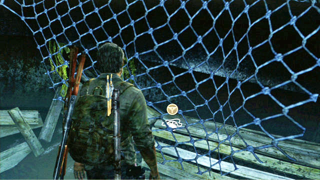 Springen Sie in dieses Loch und hinter dem Fischernetz finden Sie den Firefly-Anhänger – The Last of Us: The Suburbs – Kanalisation, Artefakte und Anhänger – Artefakte und Anhänger – The Last of Us Guide