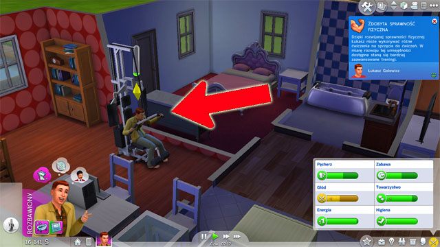 After you are promoted to the Command Center Lead (4) you need to start working on your fitness - for this, it is best to buy a weight machine, thanks to which you will also meet another promotion requirement - the necessity to exercise for 4 hours - The Sims 4: Astronaut - promotion, working hours, earnings - Careers / jobs tracks - Sims 4 Guide