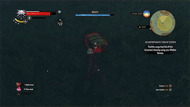 Treasure chest is at the bottom of the river - The Witcher 3 Wild Hunt: Treasure hunt, Inn by the Crossroads - walkthrough - Inn by the Crossroads - The Witcher 3 Wild Hunt Guide