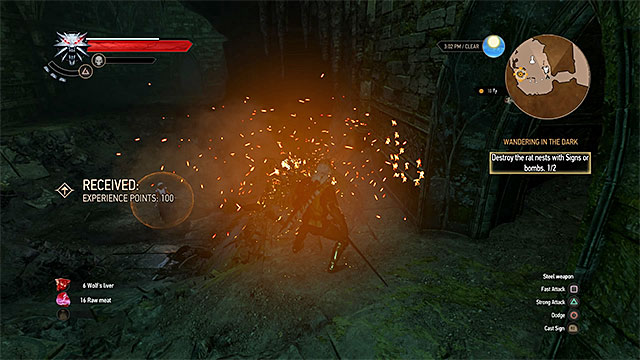 It is best to ignite rat nests with Igni sign - Wandering in the Dark - main quest - Midcopse - The Witcher 3 Wild Hunt Guide & Walkthrough