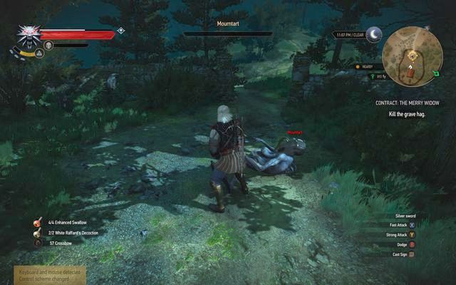 With the Aard you will knock down the enemy in one hit - Witcher contracts in Crookback Bog - Crookback Bog - The Witcher 3 Wild Hunt Guide & Walkthrough
