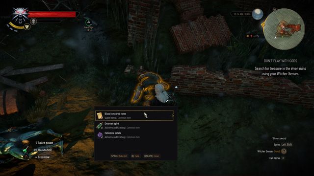 It is best to use witcher senses for finding the body of an adventurer. - The Witcher 3 Wild Hunt: Treasure hunt, Fyke Isle - walkthrough - Fyke Isle - The Witcher 3 Wild Hunt Guide