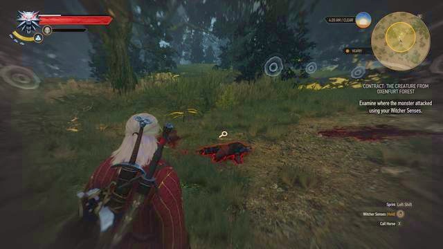 Go to the marking and then follow the trail that will lead you to the monsters nest. - The Witcher 3 Wild Hunt: Witcher contracts, Oxenfurt - list, walkthrough - Oxenfurt - The Witcher 3 Wild Hunt Guide & Walkthrough