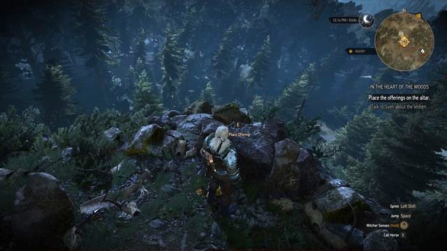 Place the wolves hearts on a small altar near the cliff. - Side quests in Kaer Muire - Kaer Muire - The Witcher 3: Wild Hunt Game Guide & Walkthrough