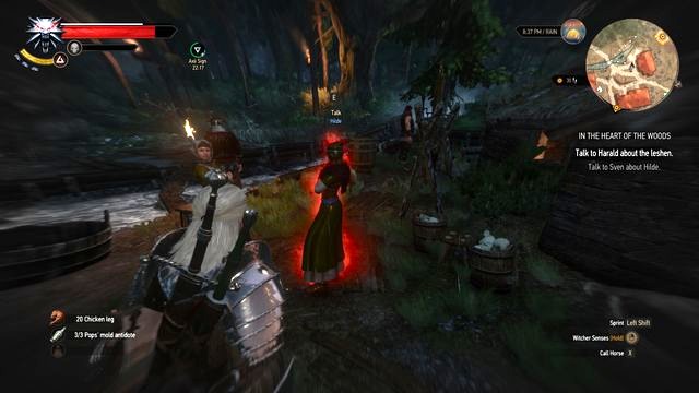 The woman marked by the Leshen is standing near the river. - Side quests in Kaer Muire - Kaer Muire - The Witcher 3: Wild Hunt Game Guide & Walkthrough