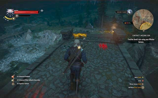 Fiend tracks lead to the destroyed village - Witcher contracts in Kaer Trolde - Kaer Trolde - The Witcher 3 Wild Hunt Guide & Walkthrough