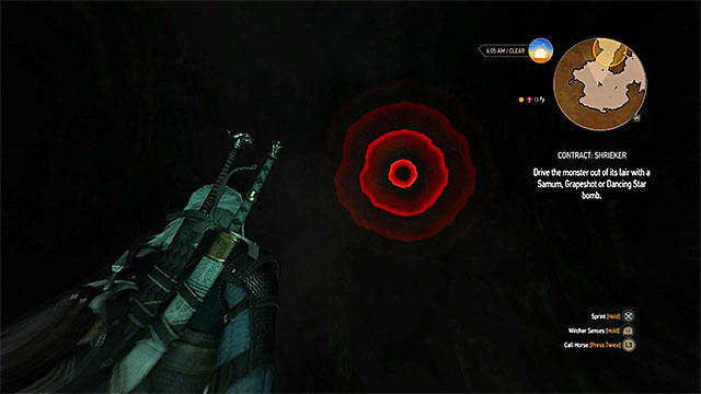 Aim the bomb at the place from where the noise can be heard - Witcher contracts in Crows Perch - Crows Perch - The Witcher 3 Wild Hunt Guide & Walkthrough