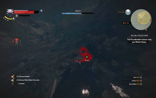 The skeleton of the dead brother under water - Side quests in Kaer Trolde - Kaer Trolde - The Witcher 3 Wild Hunt Guide & Walkthrough