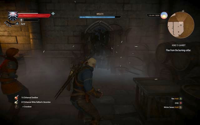 Destroy the barrels blocking the way with Aard sign - Side quests in Kaer Trolde - Kaer Trolde - The Witcher 3 Wild Hunt Guide & Walkthrough