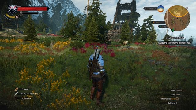 Round up the sheep under the destroyed siege tower. - Witcher contracts in Kaer Muire - Kaer Muire - The Witcher 3: Wild Hunt Game Guide & Walkthrough