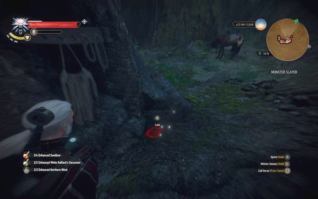 Once you reach it, examine the items lying around and with the Eye of Nehaleni (the artifact received from Keira) examine the rock near those items (its more or less half the size of Geralts) - The Witcher 3 Wild Hunt: Side quests in Kaer Morhen, Epilogue - walkthrough - Epilogue - The Witcher 3 Wild Hunt Guide