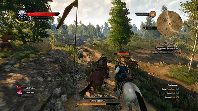 You can attack the merchant during the chase or deal with him after he reach his friends - Side quests in White Orchard - Prologue and White Orchard - The Witcher 3: Wild Hunt Game Guide & Walkthrough