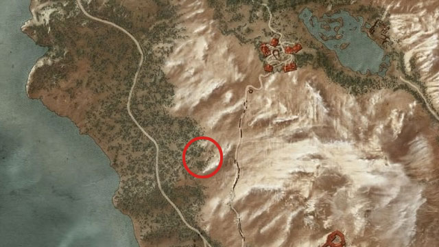 By the main path coming of Kaer Muire, to its north, you shall see the cave to the east of a mountain - Enhanced Bear School Gear - Bear School Gear - The Witcher 3 Wild Hunt Guide & Walkthrough