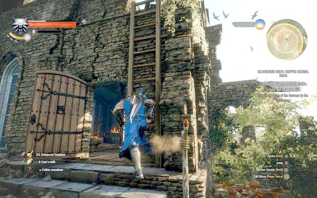 A ladder by the door by which you have entered the building. - Basic Griffin School Gear - Griffin School Gear - The Witcher 3: Wild Hunt Game Guide & Walkthrough