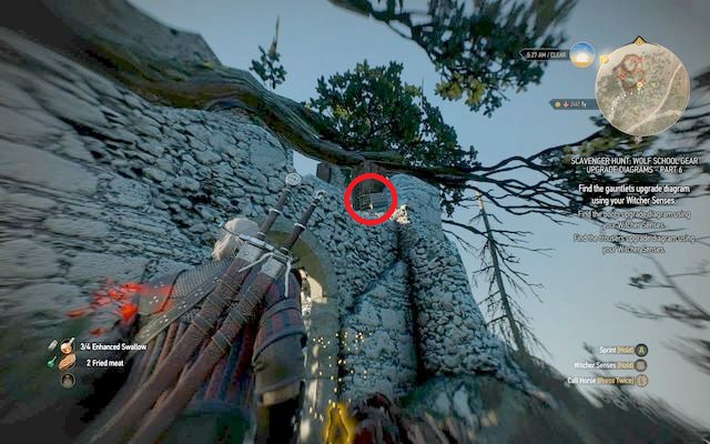 Deal with the bandits and look at the first arch over the entrance - Mastercrafted Wolf School Gear (DLC) - Wolf School Gear (DLC) - The Witcher 3 Wild Hunt Guide & Walkthrough