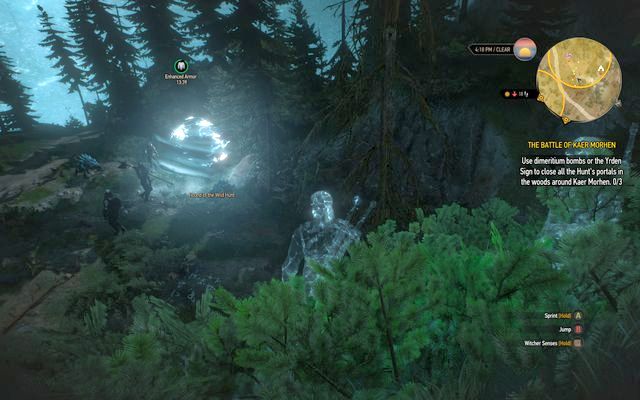 Close three portals in the forest, after that the invisibility will stop working - The Witcher 3 Wild Hunt: The Battle of Kaer Morhen - walkthrough - Kaer Morhen - The Witcher 3 Wild Hunt Guide & Walkthrough
