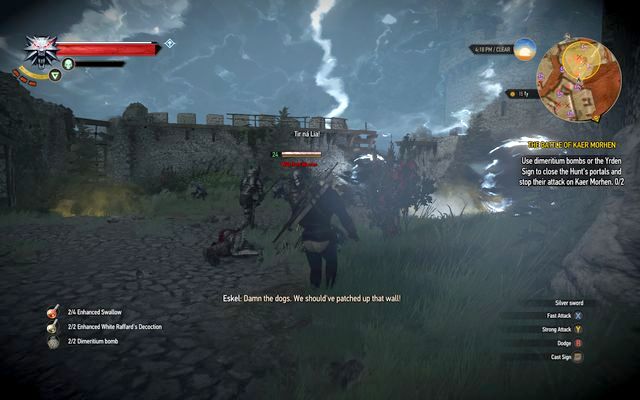Close four portals while at first ignoring the enemies - The Witcher 3 Wild Hunt: The Battle of Kaer Morhen - walkthrough - Kaer Morhen - The Witcher 3 Wild Hunt Guide & Walkthrough