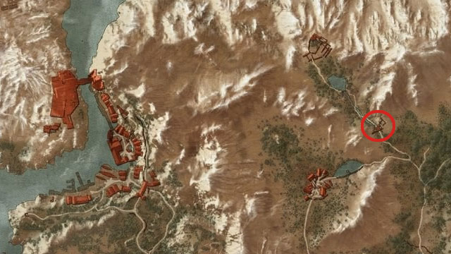 To the north-east from Rogne (Kaer Trolde area) you will find the passage where a watchtower used to be located - The Witcher 3 Wild Hunt: Enhanced Bear School Gear - Bear School Gear - The Witcher 3 Wild Hunt Guide & Walkthrough