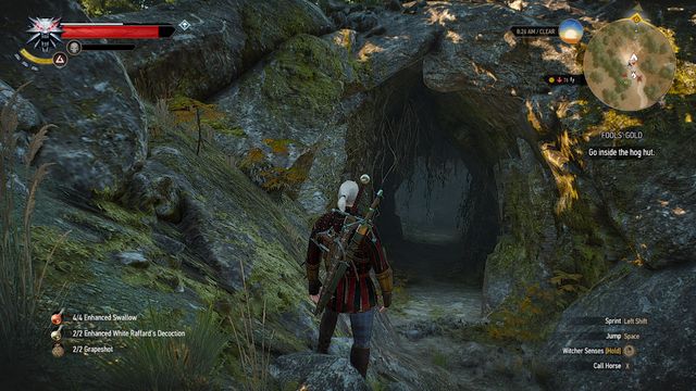 Entrance to the cave - The Witcher 3 Wild Hunt: Fools Gold - walkthrough - Free DLC - The Witcher 3 Wild Hunt Guide & Walkthrough