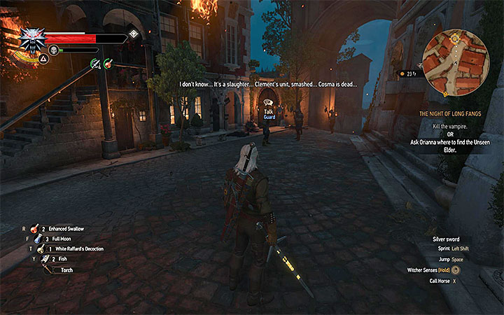 Geralt must reach Oriannas house - The Night of Long Fangs - quest about the vampire attack on the city - Main quests - The Witcher 3: Blood and Wine Game Guide